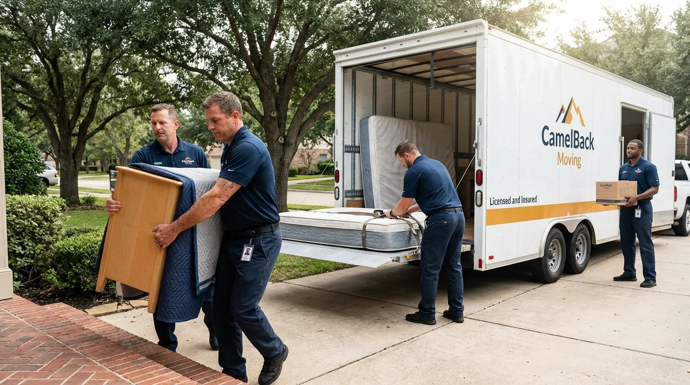 Crew loading residential truck for cross-state move from Sabetha, KS