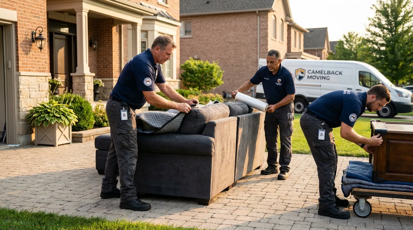 Large estate moving crew wrapping furniture in Sabetha, KS